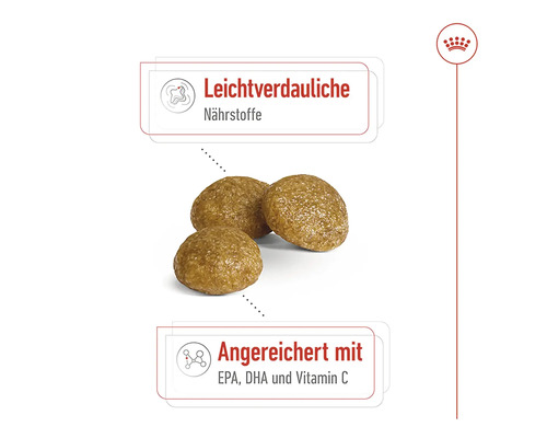 Hundefutter mit leicht verdaulichen Nährstoffen und angereichert mit EPA, DHA und Vitamin C.