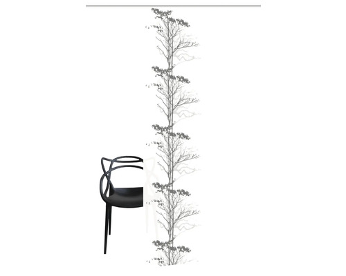 Papier peint avec motif d''arbre et chaise noire