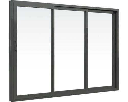 Graue dreiflügelige Schiebefensteransicht