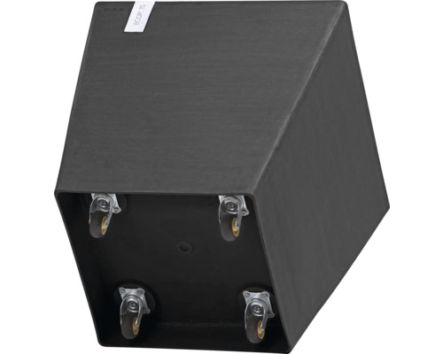 Schwarzer Pflanzkasten mit Rollen