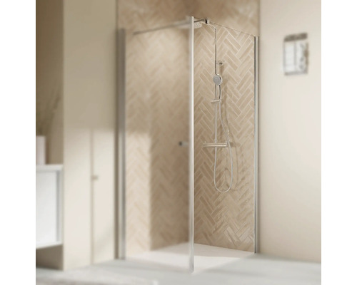 Paroi latérale pour porte de douche BREUER Elana 2.0 Q72 90 cm couleur du profilé chrome décor de vitre verre transparent avec verre antitache butée de paroi latérale à droite