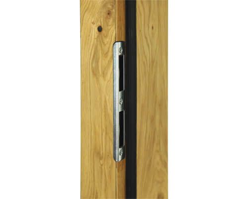 Vue détaillée d''une porte coulissante avec une poignée cuvette en métal