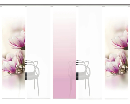 Panneaux japonais avec motif de magnolia et dégradé rose