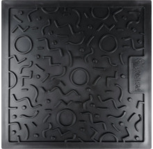 Quadratische Schmutzfangmatte mit geometrischen Mustern und District 70 Logo
