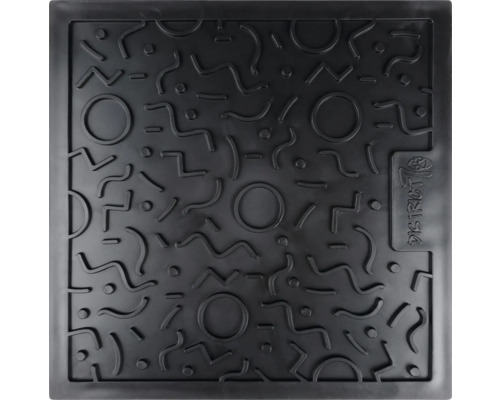 Quadratische Schmutzfangmatte mit geometrischen Mustern und District 70 Logo