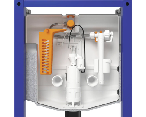 Vue intérieure d''un réservoir de WC monté.