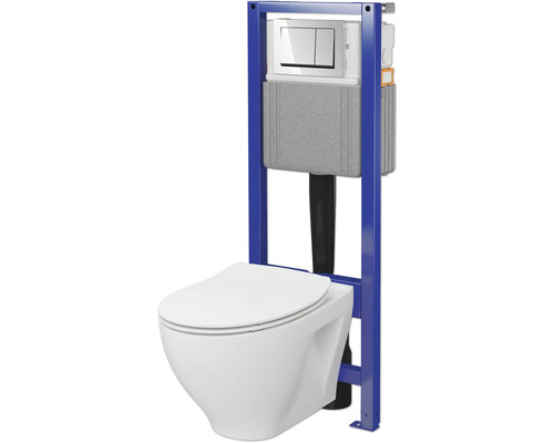 WC suspendu avec réservoir de chasse et bâti-support