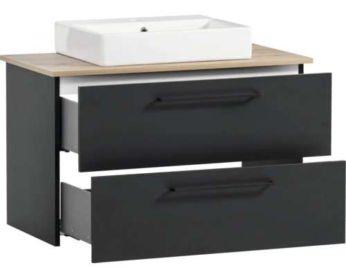 Waschtischunterschrank mit zwei Schubladen und Aufsatzwaschbecken