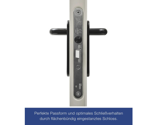 Türbeschlag mit Schloss und schwarzem Griff