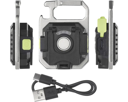 Taschenlampe mit Karabinerhaken und USB-Kabel