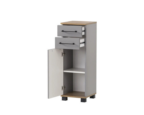 Meuble bas avec deux tiroirs et une porte