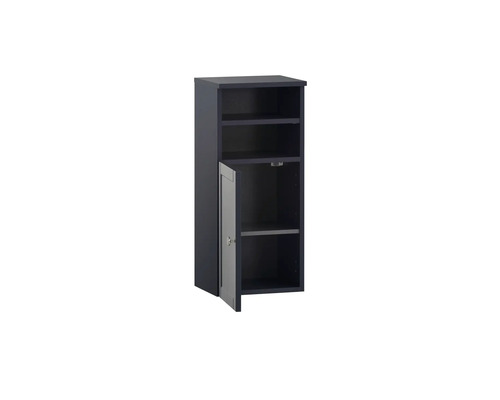 Armoire de salle de bains étroite avec une porte et trois étagères