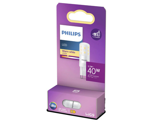 Philips LED-Lampe G9, warmweiß, 2700 Kelvin, 3,7 Watt, 470 Lumen in Verpackung