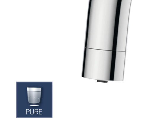 Détail d''un robinet avec un symbole pour l''eau pure