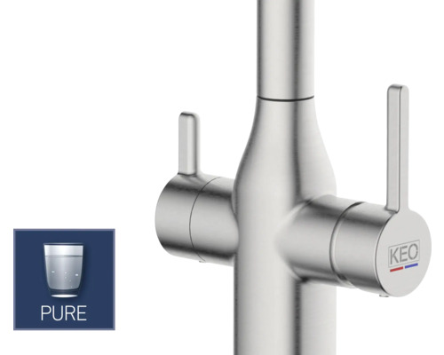 Robinet avec leviers et logo Keo