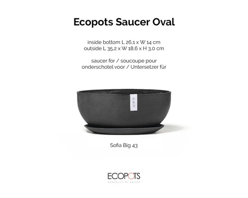 Ecopots Soucoupe Ovale Sofia Big 43 pour pots de fleurs