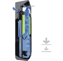 Filtre d''aquarium avec flèches de direction du flux