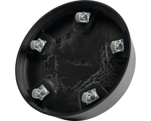 Unterseite eines Pflanzenrollers mit Rollen