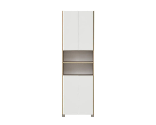 Hochschrank mit zwei Türen und offenen Regalen
