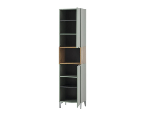 Armoire étroite avec étagères et portes pour un espace de rangement supplémentaire