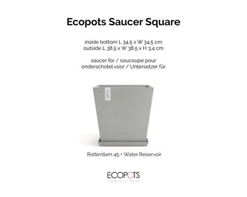 Ecopots soucoupe carrée pour pots de fleurs