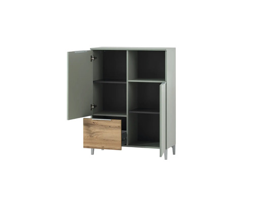 Schrank mit zwei Türen, einem Fach und Ablageflächen