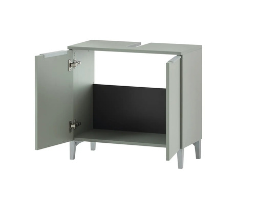 Meuble sous-lavabo avec deux portes ouvertes