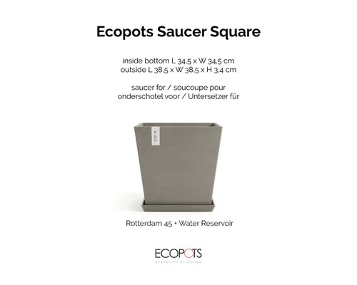 Ecopots soucoupe carrée pour pots de fleurs