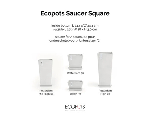 Ecopots Soucoupe Carrée avec différentes tailles