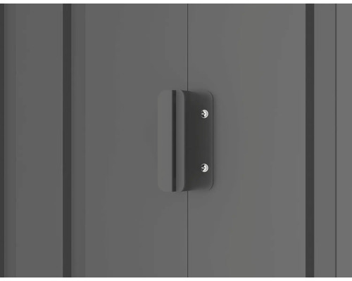 Gros plan de la porte d''une armoire à outils avec poignée