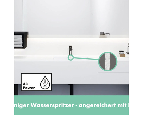 Waschtischarmatur mit Air Power Funktion in einem Badezimmer
