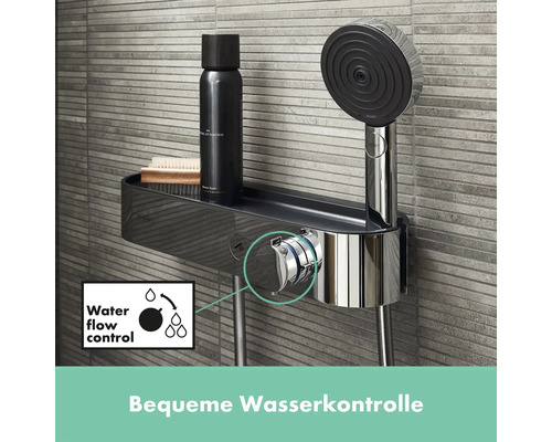 Système de douche avec étagère pour accessoires de douche et contrôle aisé de l''eau