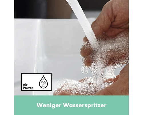 Wasserhahn mit Air Power Funktion für weniger Wasserspritzer