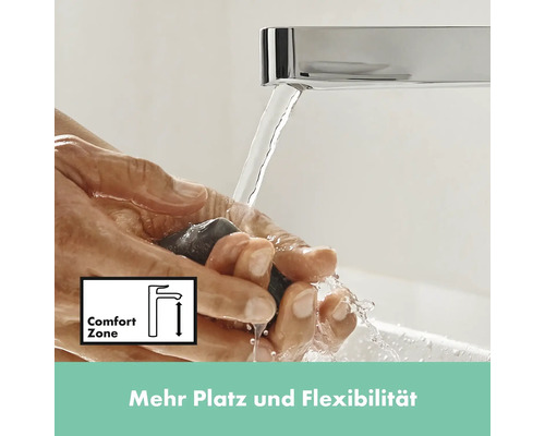 Robinet de lavabo avec eau courante et le symbole Zone de confort