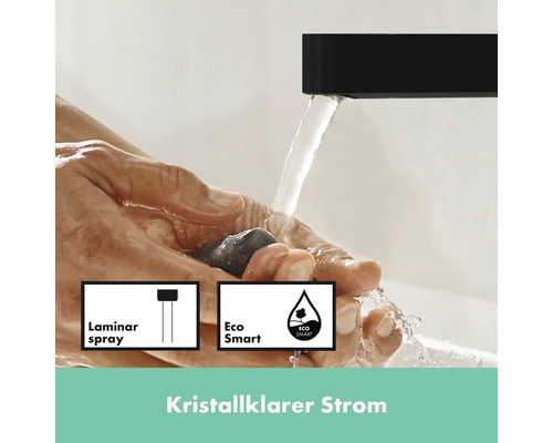 Wasserhahn mit Laminarstrahl und EcoSmart Technologie im Einsatz