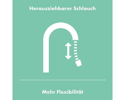 Symbol für einen herausziehbaren Schlauch für mehr Flexibilität