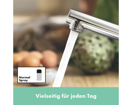Küchenarmatur mit normalem Sprühstrahl im Einsatz