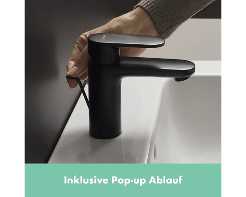 Robinet de lavabo noir avec bonde de fond de salle de bains