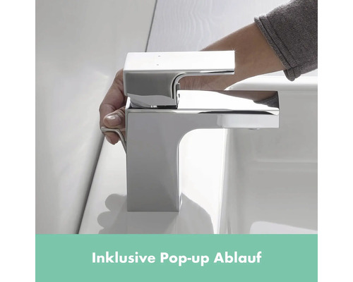 Nahaufnahme einer Armatur mit Pop-up-Ablauf im Badezimmer