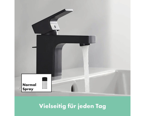 Robinet noir avec jet normal dans un lavabo