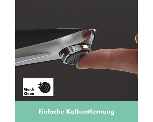 Wasserhahn mit Quick Clean Funktion zur einfachen Kalkentfernung.
