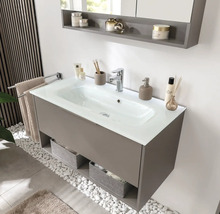 Badmöbel-Set FACKELMANN B.Paris BxHxT 905 x 493 x 465 mm Frontfarbe cubanit grey mit Glaswaschtisch