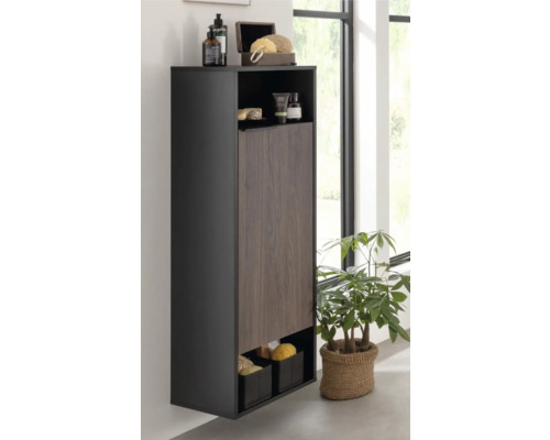 Hängender Badezimmerschrank mit Tür und offenen Fächern zur Badezimmeraufbewahrung