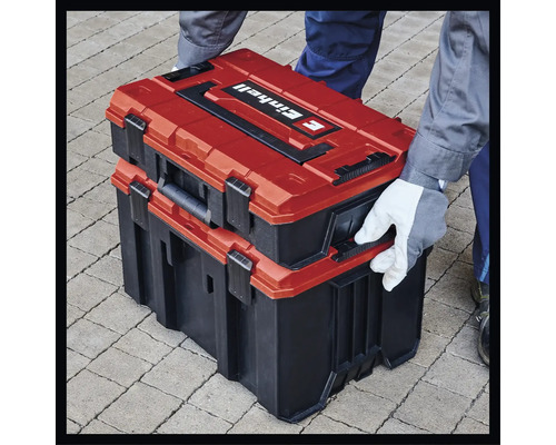 Boîtes à outils Einhell empilées avec le logo Einhell.