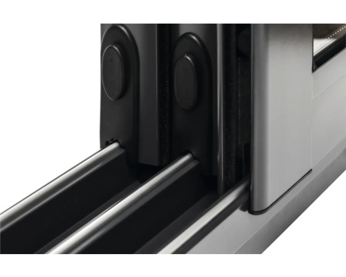 Detailansicht eines Schiebetürbeschlags mit Führungsschienen