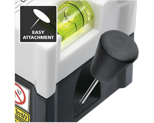 Detailansicht einer Wasserwaage mit Befestigungsstift