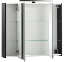 Spiegelschrank Malte 80 x 16 x 74,4 cm schwarz matt 3-türig LED