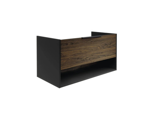 Meuble sous-lavabo avec tiroir et compartiment ouvert