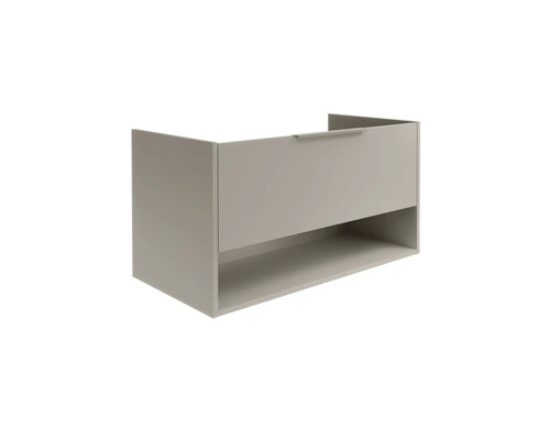 Meuble sous-lavabo avec un tiroir et un compartiment ouvert