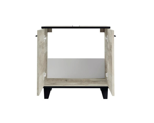 Waschtischunterschrank mit geöffneten Türen.